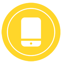 Icon Contact-phone transparent and yellow small, DutchTech-Compressed